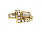 Retro Gregory 18kt Yellow Gold Diamond Set Cross Over Ring