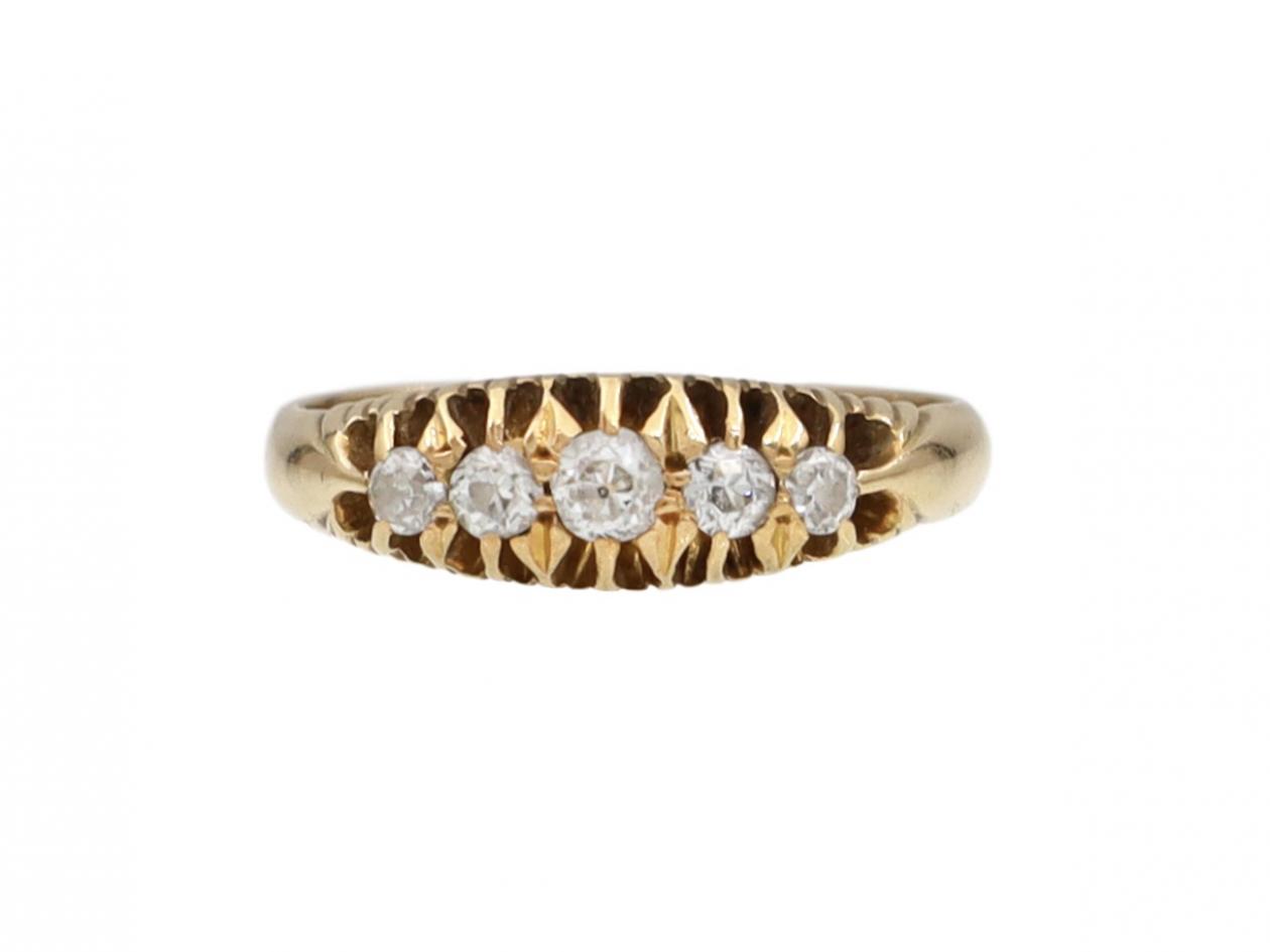 Victorian 18kt Yellow Gold Diamond Five Stone Ring