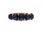 Victorian 18kt yellow gold five stone sapphire carved ring