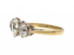Antique oval three stone diamond engagement ring in yellow gold
