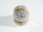 1960s 18kt gold diamond bombé cluster ring