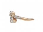 Edwardian Diamond Two Stone Twist Ring in Platinum & Yellow Gold