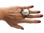 Vintage Large Mabe Pearl & Diamond Cocktail Ring in 18kt Gold