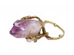 Vintage Amethyst Geode Crystal Dress Ring in 18kt Yellow Gold