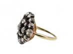Early Victorian Rose Cut Diamond Circular Cluster Ring in Silver on Gold