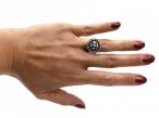 Early Victorian Rose Cut Diamond Circular Cluster Ring in Silver on Gold