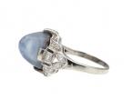 1950s Star Sapphire & Diamond Cluster Ring in Platinum