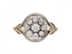 Antique diamond cluster ring in platinum and 18kt yellow gold