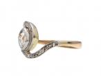Art Nouveau Diamond Solitaire Twist Ring in Platinum & Gold