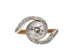 Art Nouveau Diamond Solitaire Twist Ring in Platinum & Gold