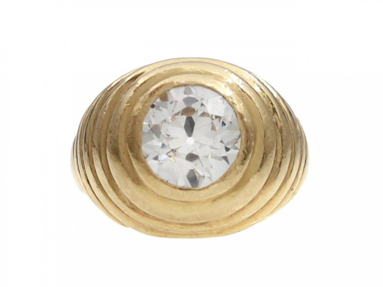 French Retro 1.80ct Diamond 'Bibendum' Ring in 18kt Yellow Gold