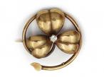 Antique Diamond Set Shamrock Brooch in Yellow Gold