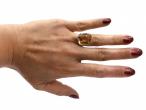 1970s Large Citrine Dress Ring in Yellow Gold