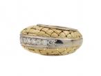 Retro 18kt Woven Yellow Gold Egg Ring Set With Diamonds