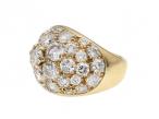 Retro French diamond bombe cluster ring in 18kt yellow gold