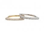 Two diamond set 18kt yellow and white gold stacking rings