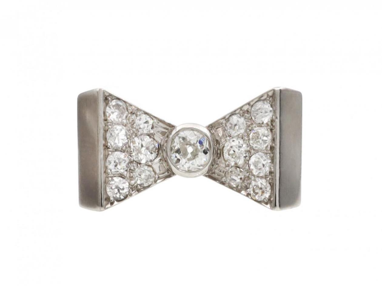 Platinum & Diamond Three-Dimensional Bow Ring