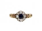 Antique Sapphire & Diamond Coronet Cluster Ring in Gold