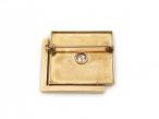 Retro 18kt Yellow Gold, Diamond & Ruby Square Brooch