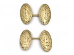 Antique Double Oval Engraved Cufflinks in 18kt Yellow Gold