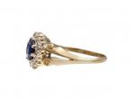 Antique sapphire and diamond carved coronet cluster ring in gold