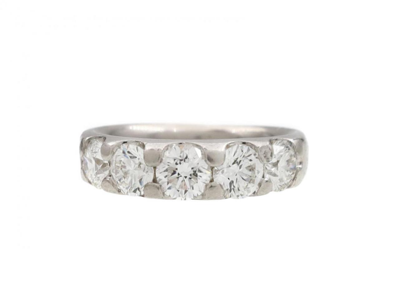 Five Stone Round Brilliant Diamond Ring in Platinum