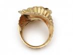 Retro diamond set bypass flare ring in 18kt yellow gold
