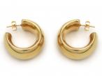 Vintage 18kt Yellow Gold Polished Hollow 3/4 Hoop Earrings