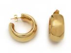 Vintage 18kt Yellow Gold Polished Hollow 3/4 Hoop Earrings