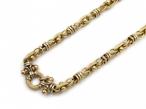 Retro Fancy Link Tri-Gold Necklace with Circular Closure in 18kt Gold
