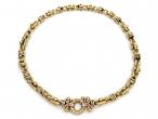 Retro Fancy Link Tri-Gold Necklace with Circular Closure in 18kt Gold