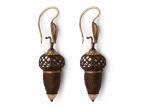 Rare Victorian Acorn Earrings with Woven Hair & Rose Gold