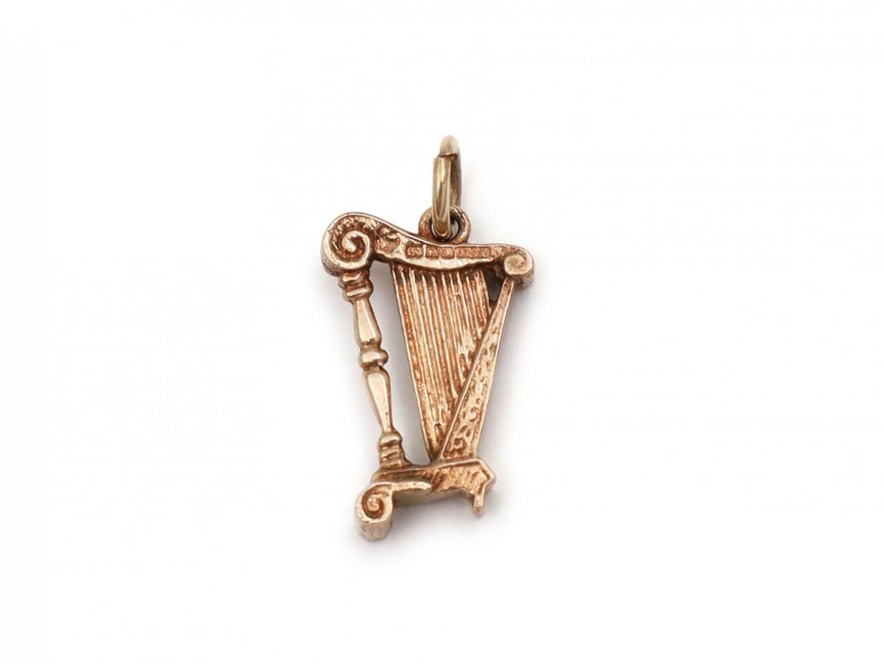 Vintage 9kt rose gold harp pendant