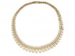 Retro 18kt yellow gold watch link engine turned Cleopatra necklace