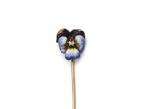 Antique diamond and fine enamel posy stickpin in gold