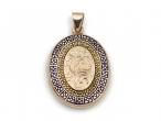 Vintage blue enamel and 9kt yellow gold oval locket