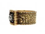 Antique Portuguese diamond set and enamel cigar band ring in gold