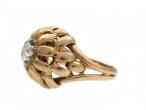 1970s Diamond Set Floral Bombe Ring in 18kt Yellow Gold