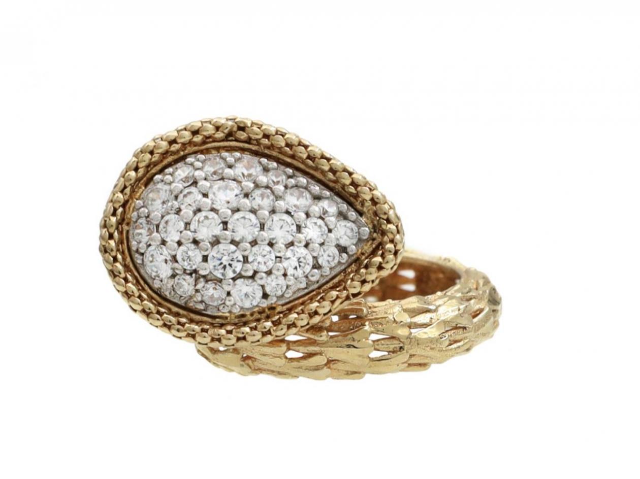 Modern Openwork Textured Pear Shaped Diamond Cluster Ring