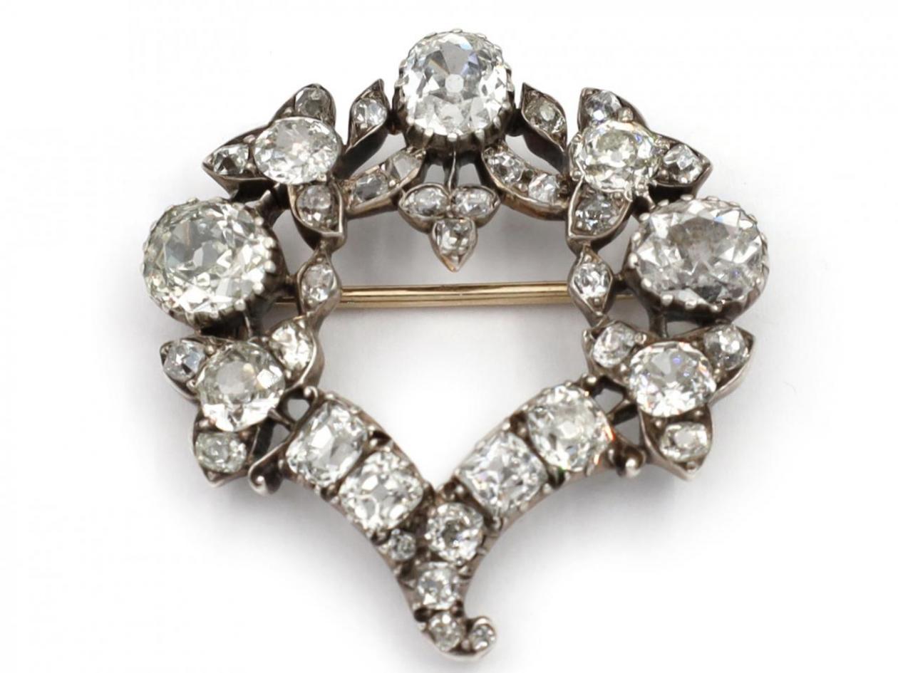Antique diamond giardinetti brooch in silver on gold