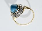 1930s Turquoise & Diamond Coronet Cluster Ring in 18kt Yellow Gold