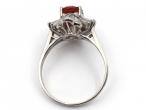 Retro ruby and diamond ballerina cluster ring in platinum