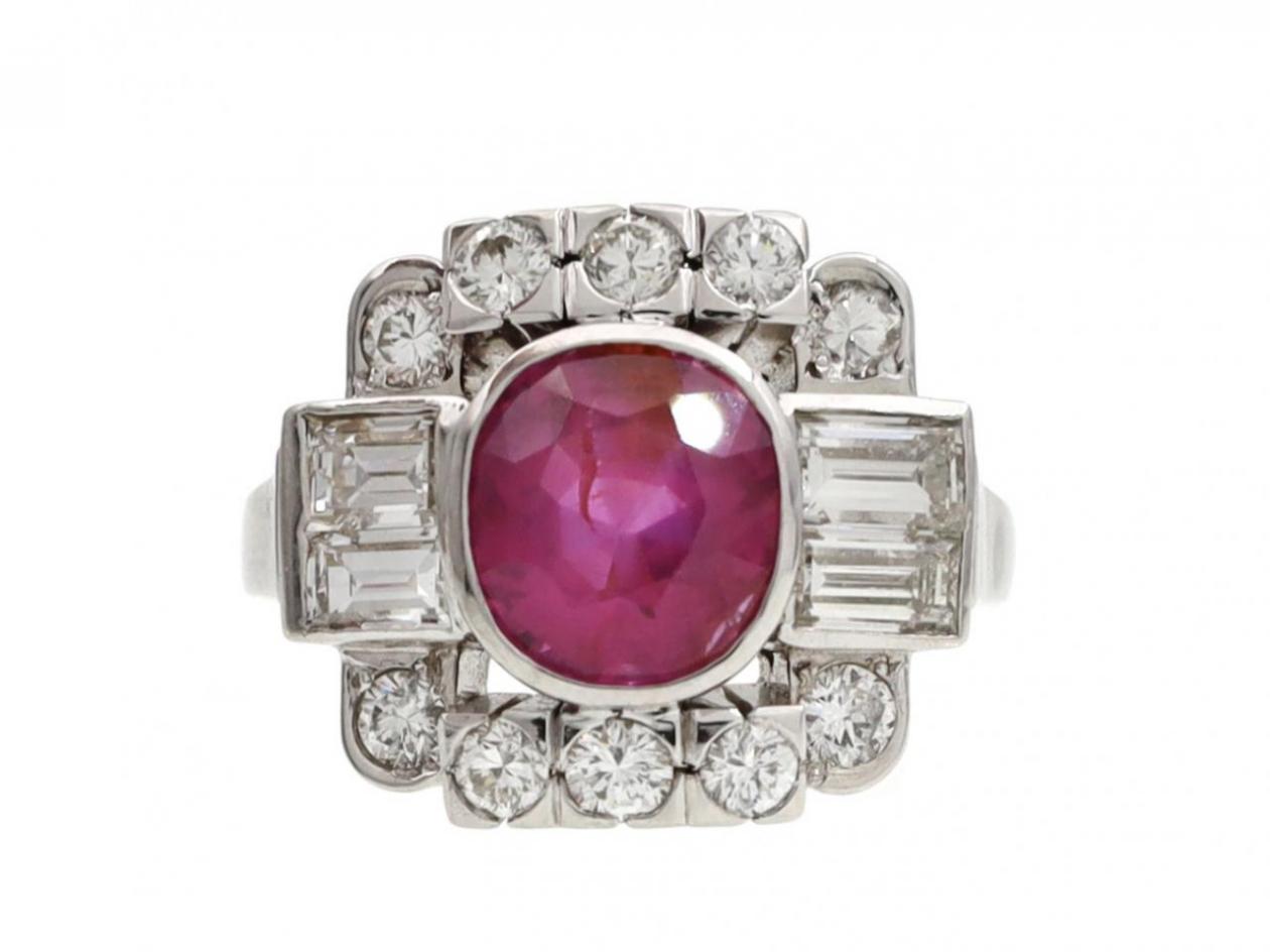1950s ruby and diamond fancy cluster ring