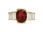 Vintage ruby and diamond stepped solitaire ring