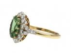 Vintage green tourmaline and diamond floral cluster ring