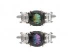 Vintage Natural Colour Change Alexandrite & Diamond Three Stone Ring