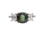 Vintage natural colour change Alexandrite and diamond three stone ring