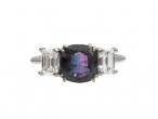 Vintage natural colour change Alexandrite and diamond three stone ring