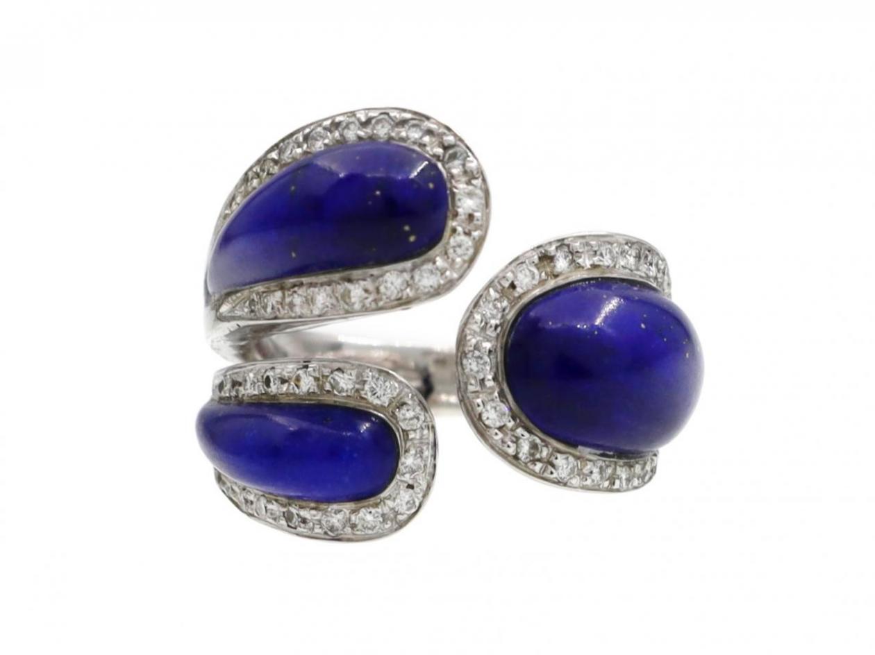 Vintage Italian Lapis Lazuli & Diamond Cocktail Ring