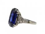 Art Deco synthetic sapphire and diamond ring in platinum